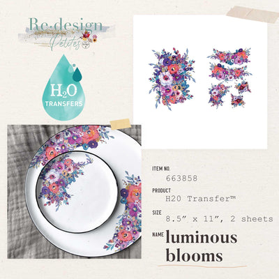 'Luminous Blooms' | H20 Transfers | 8.5" X 11" 2 SHEETS - Vintage Attic Sevenoaks