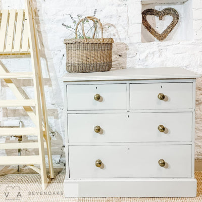 Old Pine Chest of Drawers - Hand Painted Furniture - Fusion Mineral Paint Putty - Vintage Attic Sevenoaks