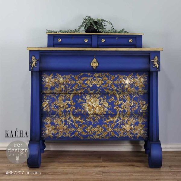 Orleans Kacha Furniture large decor transfer, Redesign with Prima blue drawers