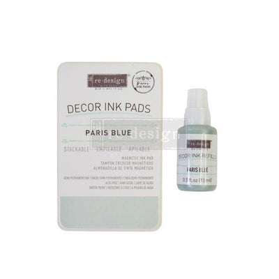 Paris Blue Colour Ink Pad & Refill | For Clear Cling Stamps | Re-Design Prima - Vintage Attic Sevenoaks
