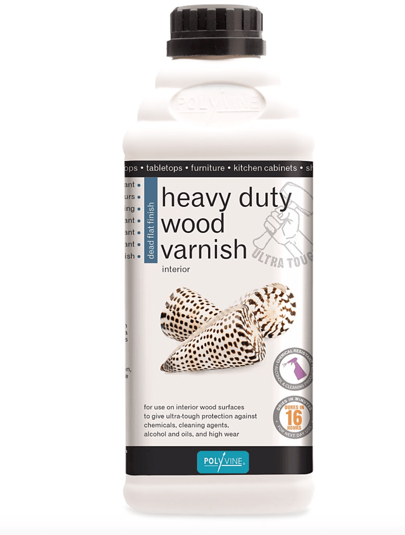 Polyvine Clear Heavy Duty Wood Varnish 500ml, 1 Litre - Dead Flat - Vintage Attic Sevenoaks