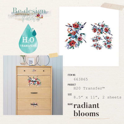 'Radiant Blooms' | H20 Transfers | 8.5" X 11" 2 SHEETS - Vintage Attic Sevenoaks
