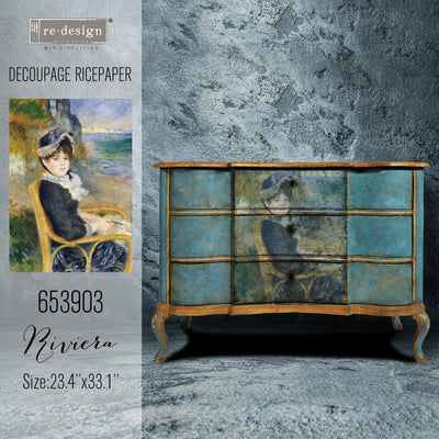 'Riviera' A1 Decoupage Rice Paper (Mulberry Tissue) | Large 23.4″ X 33.1″ - Vintage Attic Sevenoaks