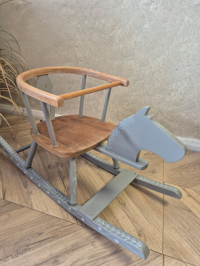 vintage rocking horse, hand painted in grey- Fusion mineral paint in little lamb