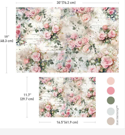 ROSY REVERIE&nbsp;
Decoupage Tissue Paper | Redesign with Prima | 19.5"x20" &amp; A3&nbsp;

NEW COLLECTION 2025

A romantic blend of soft pink and blush roses, the new 19.5"x30" + A3 Decoupage Tissue Set – Rosy Rêverie lends a timeless floral charm to furniture, trays, frames, and décor accents. With its vintage-inspired design, this delicate tissue is ideal for layering over painted surfaces, bringing richness, dimension, and elegance to every creation.