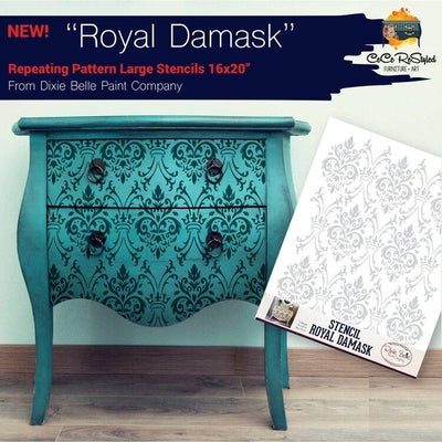 'Royal Damask' | Furniture & Wall Stencils | 16" x 20" - Vintage Attic Sevenoaks