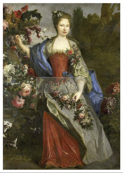 'Royal Garden' A1 Decoupage Rice Paper (Mulberry Tissue) | Large 23.4″ X 33.1″ - Vintage Attic Sevenoaks