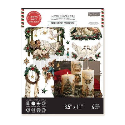SACRED NIGHT COLLECTION
Midi Transfer by Redesign with Prima&nbsp;&nbsp;



The Sacred Night Middy Transfers® brings the nativity story to life with beautifully illustrated scenes, angels, doves, stars, and soft Christmas greenery. Each sheet is filled with meaningful elements—perfect for faith-based décor, holiday keepsakes, or adding a heartfelt touch to your handmade gifts.
Whether you're decorating candles, creating framed art, or working on a holiday project, this collection offers everything you need 