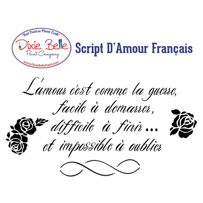 'Script d'Amour Francais' | Furniture & Wall Stencils | 16" x 20" - Vintage Attic Sevenoaks