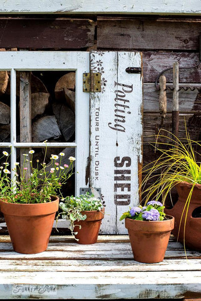 Stencils | Funky Junk | Old Sign Stencils | POTTING SHED | 1 Sheet - Vintage Attic Sevenoaks
