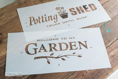 Stencils | Funky Junk | Old Sign Stencils | WELCOME TO MY GARDEN | 1 Sheet - Vintage Attic Sevenoaks