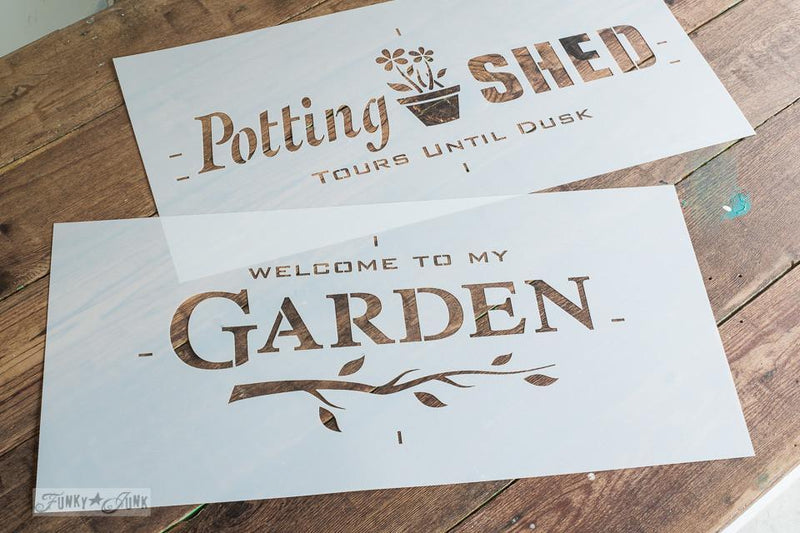 Stencils | Funky Junk | Old Sign Stencils | WELCOME TO MY GARDEN | 1 Sheet - Vintage Attic Sevenoaks