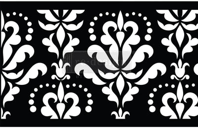 Stencils | Re-Design Prima | Stick and Style Stencil Roll | Damask Flourish | 1 roll / 6 Inches x 7 yards length - Vintage Attic Sevenoaks