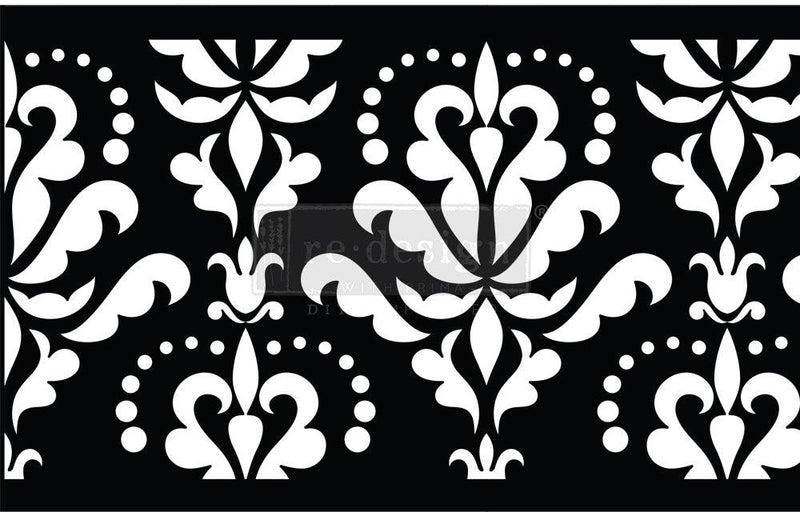 Stencils | Re-Design Prima | Stick and Style Stencil Roll | Damask Flourish | 1 roll / 6 Inches x 7 yards length - Vintage Attic Sevenoaks