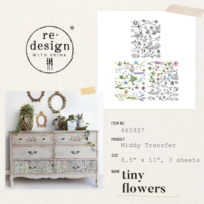 'Tiny Flowers' | Midi Transfer | 8.5" X 11" 3 SHEETS - Vintage Attic Sevenoaks