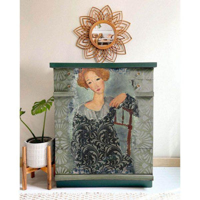 'Whimsical Lady' A1 Decoupage Rice Paper (Mulberry Tissue) | Large 23.4″X33.1″ - Vintage Attic Sevenoaks